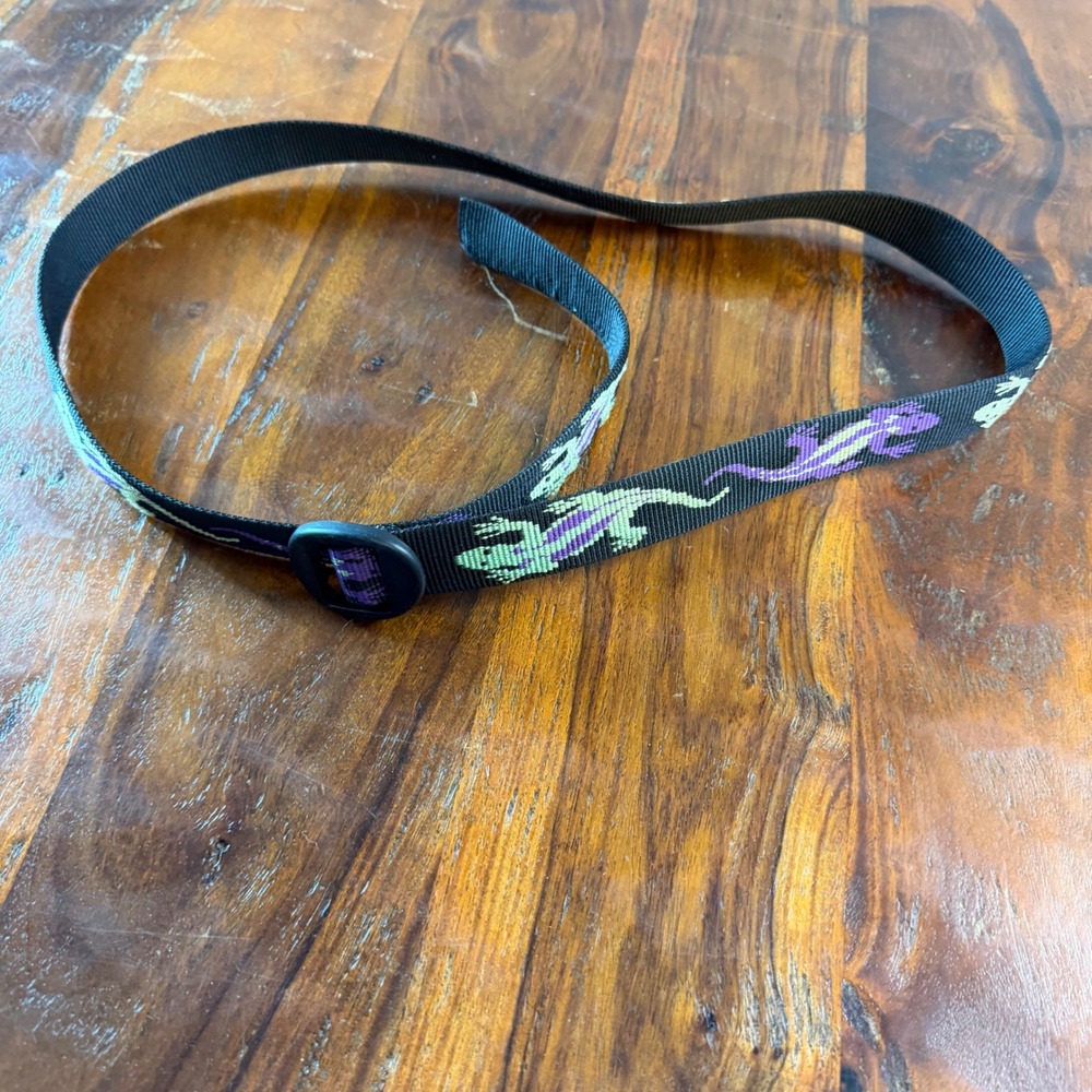 Bison Designs Lizard Gecko Webbing Belt Black Purple Green XL Made in USA 1in